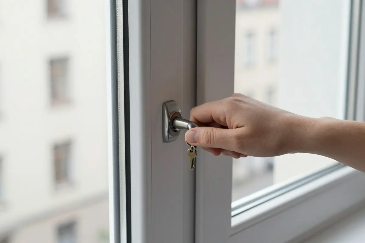 Abschließbarer Fenstergriff und Pilzkopfverriegelung
